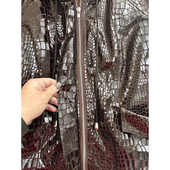Vtg Berek Faux Alligator Brown Jacket M Zip Pockets Mob Wife Old Money - Picture 5 of 10